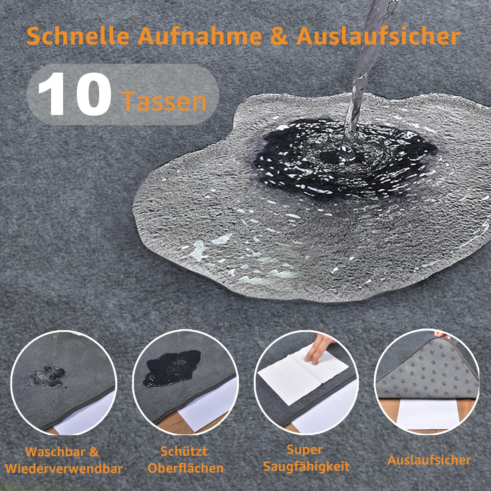 2er Welpenunterlage Waschbar Puppy Training Pads, 100 x 70cm Schnell Absorbierend Haustier Hygieneunterlage, Wiederverwendbar Trainingsunterlagen für Welpen, Alte, oder inkontinente Hunde