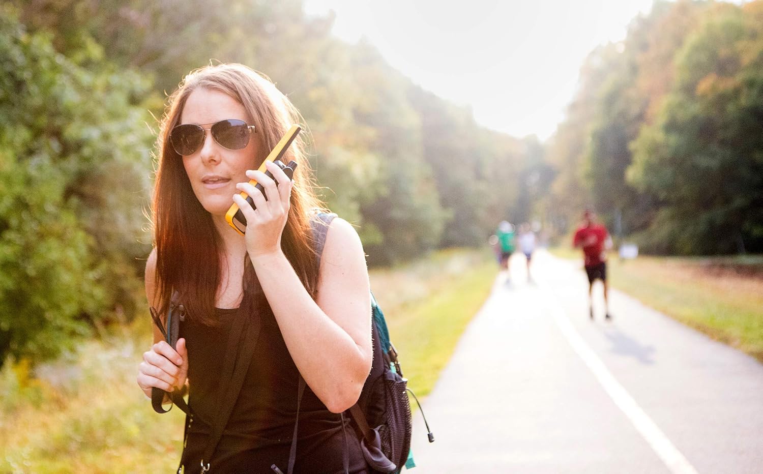 motorola t470 walkie talkies top controls and flashlight