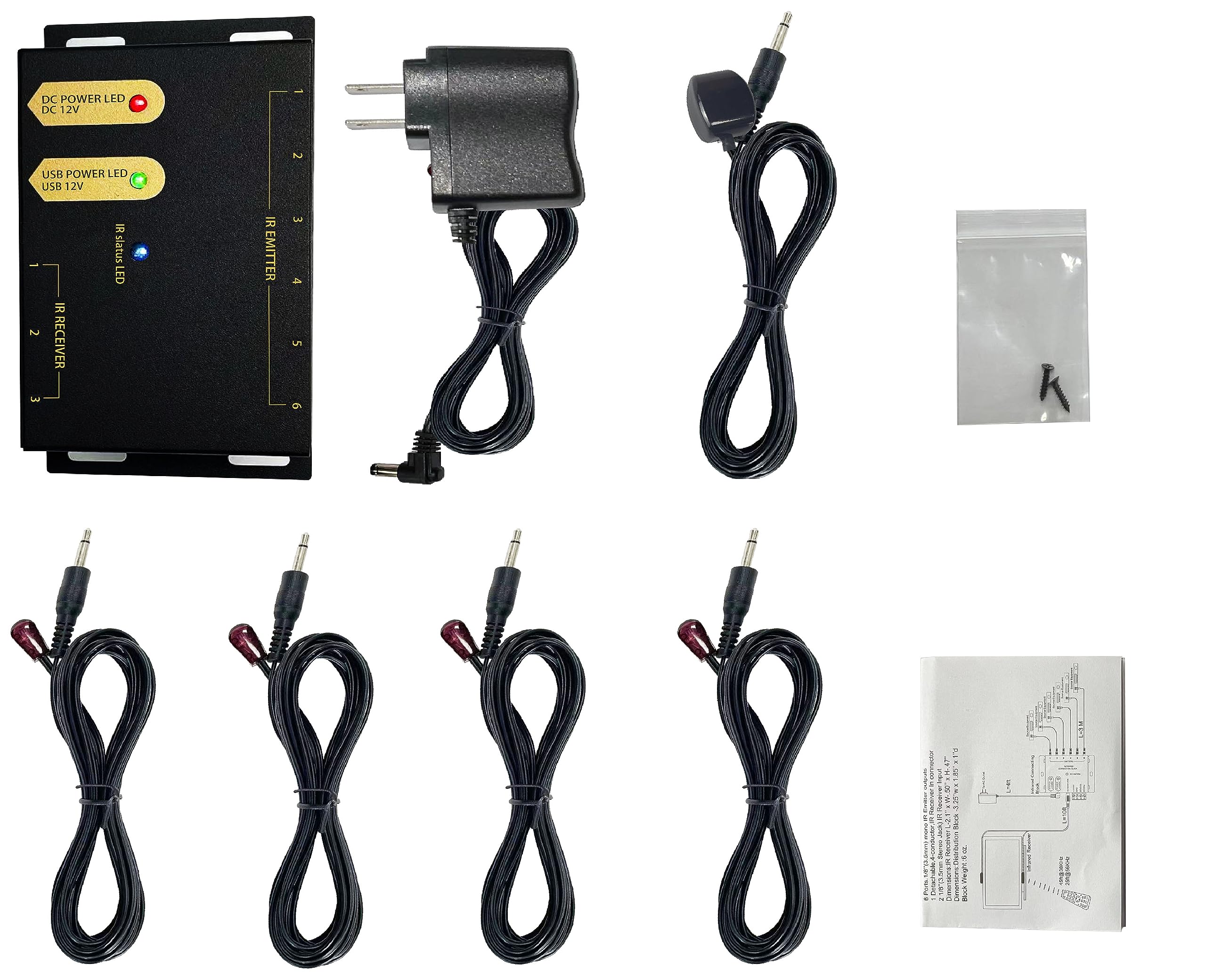 Kit ripetitore IR, sistema ripetitore IR, estensore telecomando IR. Supporta fino a 15,2 m.