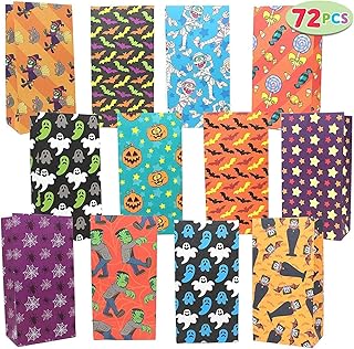 JOYIN 72 Pezzi 12 Motivi Sacchetti da Regalo per Halloween Borsa Trattare di Carta Offerta Scuola Bomboniere Trick or Treating Sacchetti di Caramelle Goodie Bag