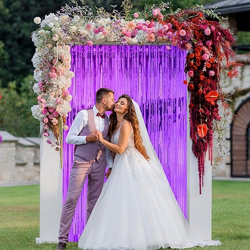 Miniatura 5 de Cortina de telón de fondo de flecos de papel de aluminio de 3 x 8 pies, cortinas de flecos de papel de oropel metálico, telón de fondo de