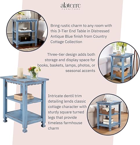 Miniatura 4 de Alaterre Furniture Country Cottage - Mesa auxiliar de 3 niveles, 15 pulgadas de ancho x 20 pulgadas de profundidad x 27 pulgadas de alto, mesita de