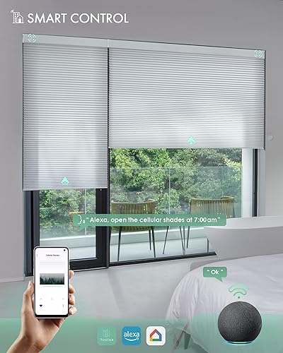 Miniatura 2 de Yoolax Persianas celulares motorizadas compatibles con Alexa, persianas motorizadas para oscurecer la habitación, persianas inteligentes de panal