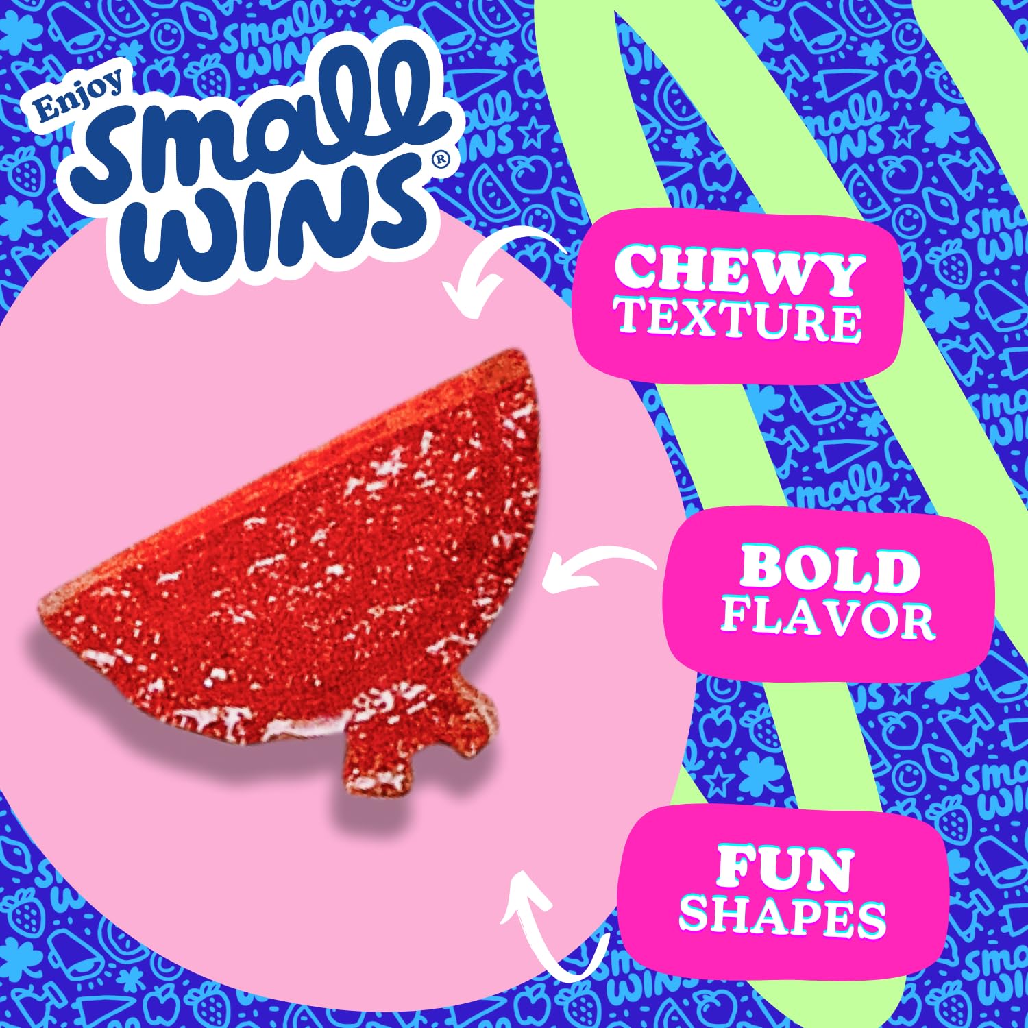 Enjoy Small Wins by Jayson Tatum Sour Watermelon Lime Gummies, Plant Based, All Natural Organic 1.8oz Bags (8 Pack)