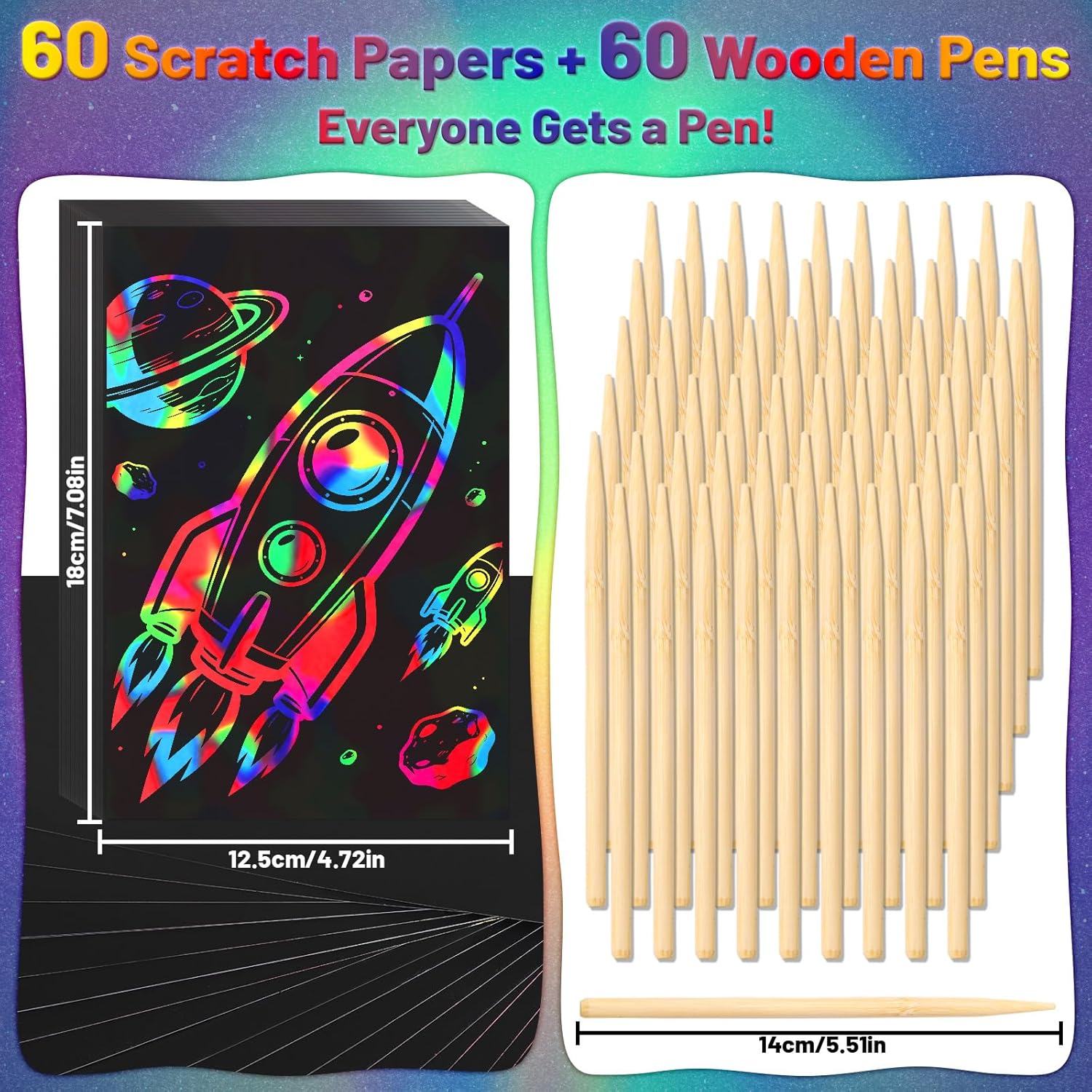 QEF 120Pcs Scratch Art Rainbow Paper Sets, Magic Black Scratch Off Art Craft Kits for Kids Rainbow Scratch Paper Classroom Party Favors Christmas Gifts for Kids Adults