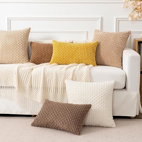 Vista 353 de Kevin Textile - Juego de 2 fundas decorativas para cojines, de pana y con moderno estilo campestre bohemio a rayas para decorar hogar, sofá, cama