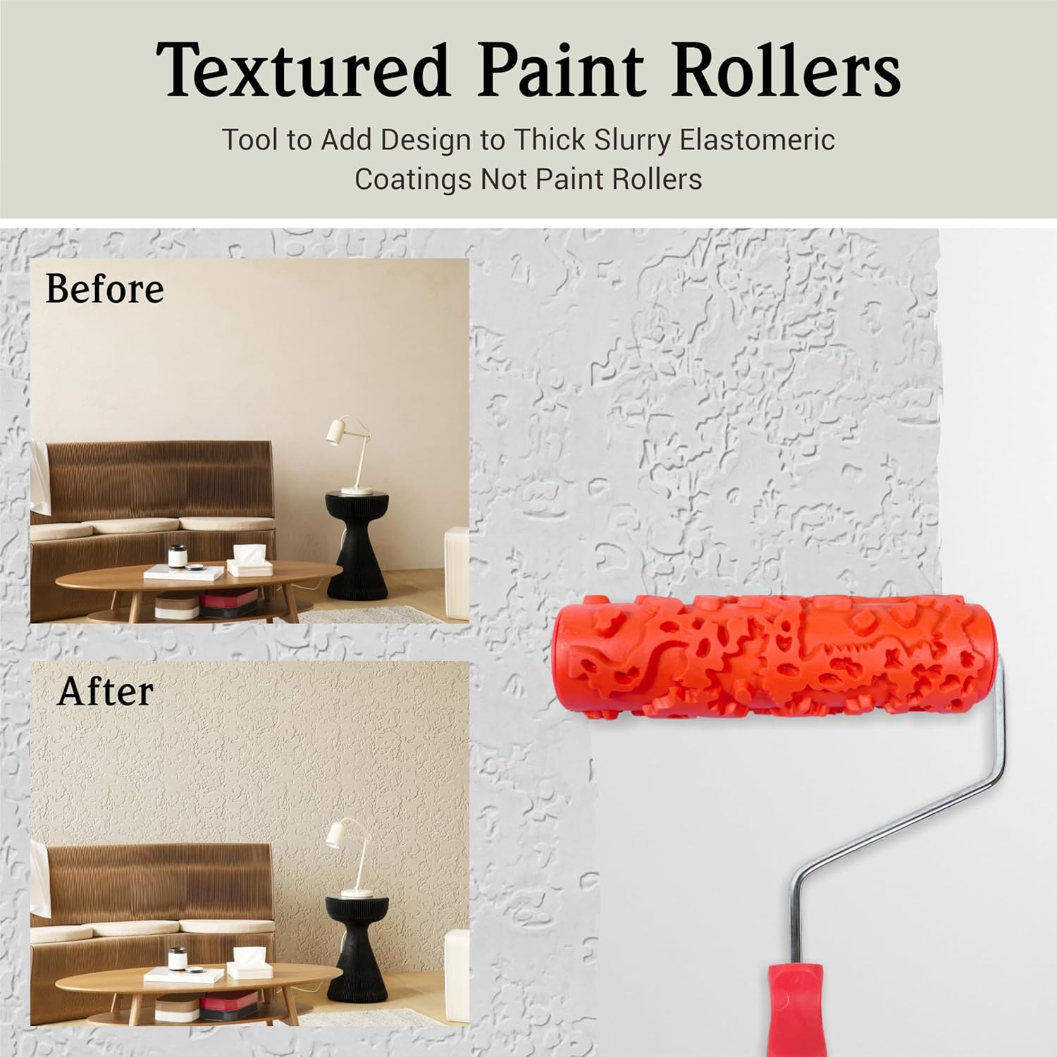 Nichiyo 7'' Texture Roller DIY Decorative Art Pattern Paint Roller Rubber Roller for Walls, Furnitures and Floors Decoration(EG323T)