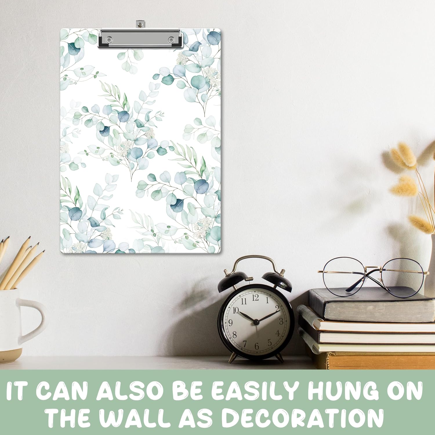 Cute Clipboard, Green Leaves Wooden Decorative Clipboards with Low Profile Clip for Classroom Office, Personalized ClipBoards for Teachers Nurses Students - D02 image 4