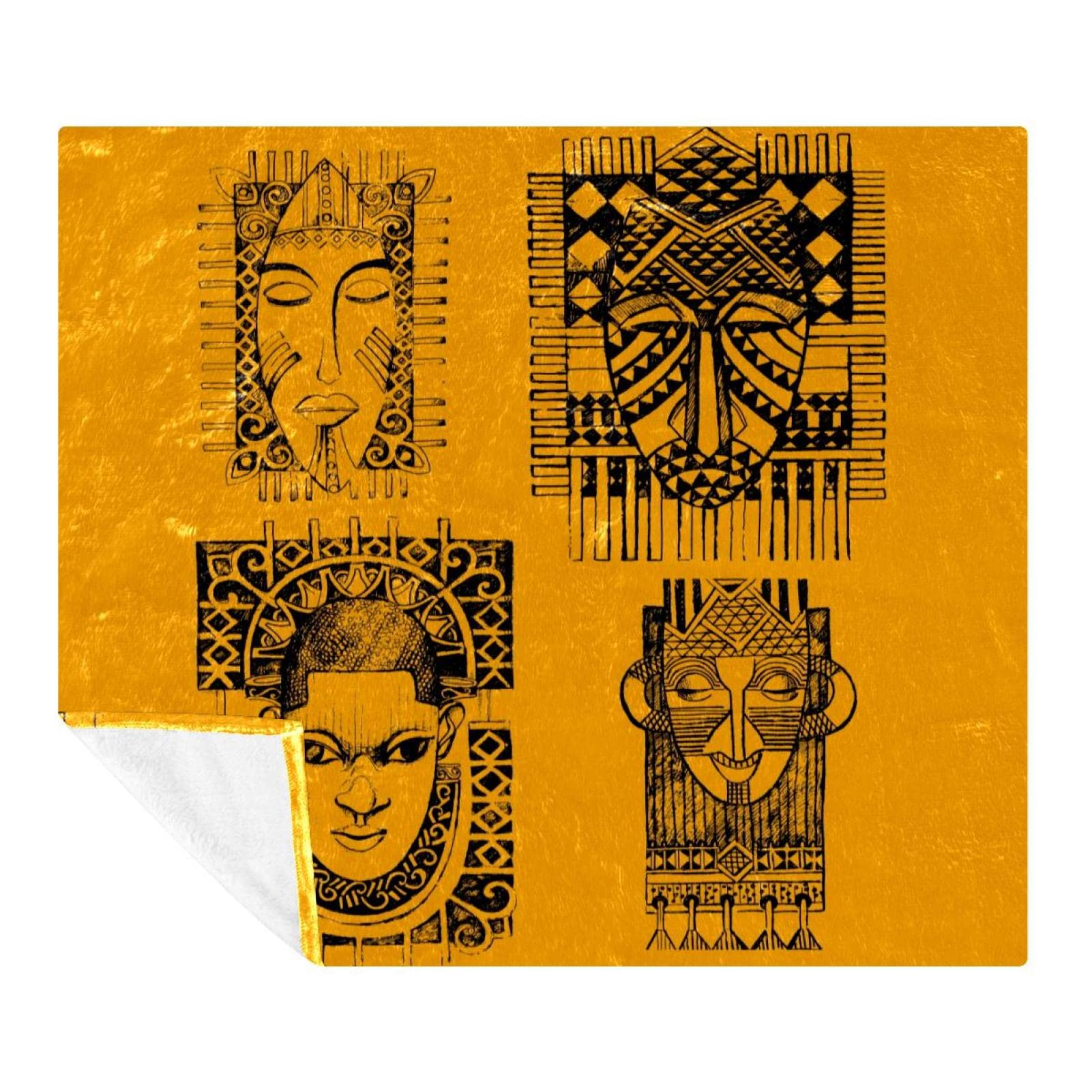 Couverture ethnique africaine en microfibre polaire 150x200 cm pour lit et canapé