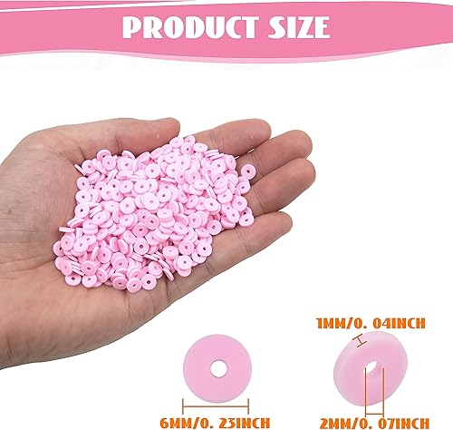 Miniatura 3 de 2000 cuentas de arcilla blanca, cuentas espaciadoras de arcilla polimérica, cuentas planas redondas de vinilo Heishi de 0.236 pulgadas para