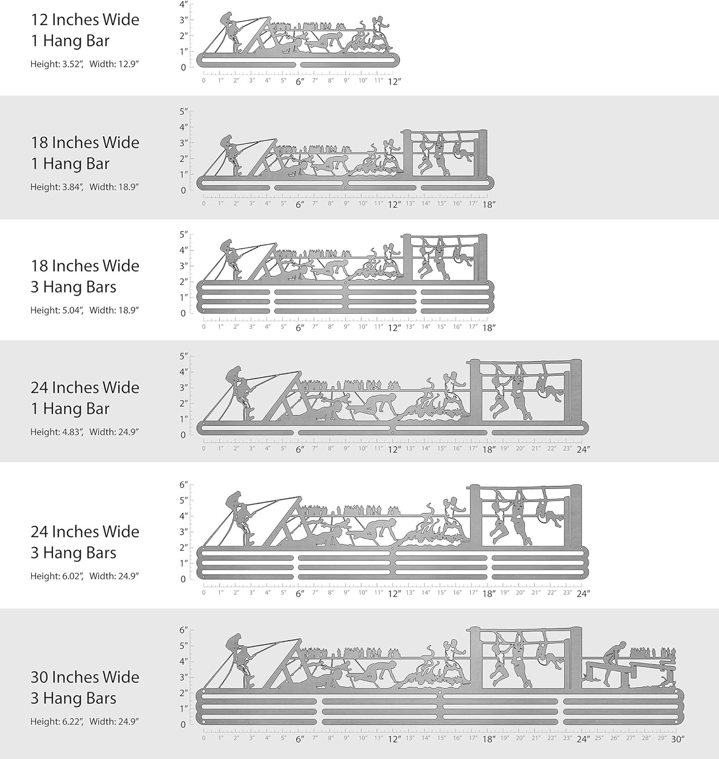 Allied Medal Hanger - Obstacle Course (18" Wide with 1 Hang bar) - Medal Hanger Holder Display Rack - Multiple Variations Offered!