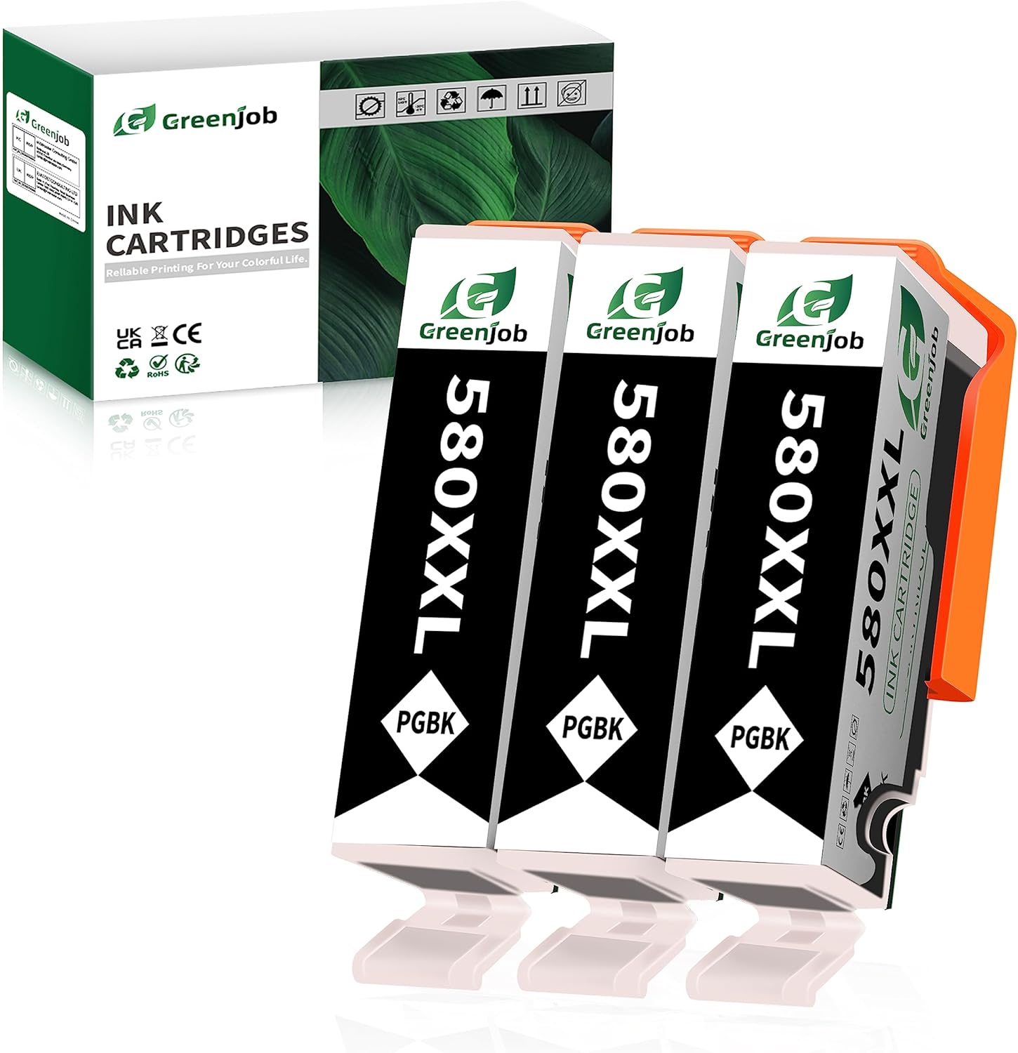 Greenjob PGI-580 XXL Druckerpatronen 3x Schwarz - Kompatibel Mit Canon Pixma TR/TS Series