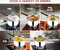 Vista 9 de Vinod Tivoli - Cacerola de acero inoxidable de calibre pesado, 1,1 litros, fondo SAS, núcleo de aluminio extra grueso de 2 capas, base de inducción