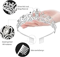 Vista 2 de Corona de princesa para mujer, tiaras de reina de cristal para niñas, accesorios para el cabello de novia, regalos para cumpleaños, boda