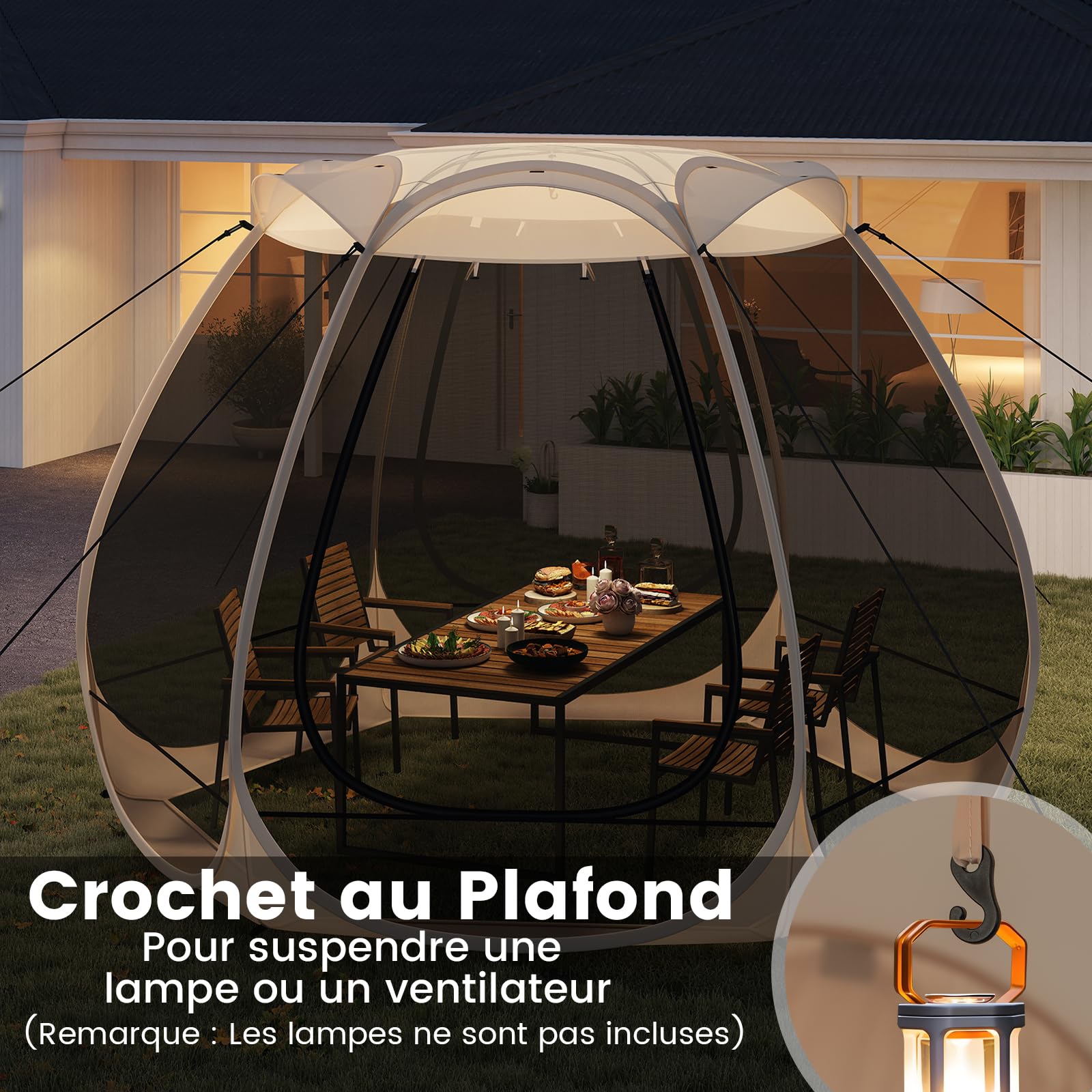 GYMAX Tente à Bulles de Jardin pour 4-6 Personnes avec Mousquetaire