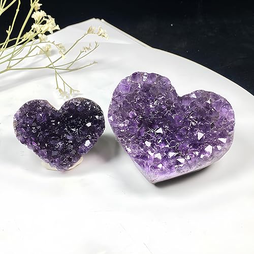 Miniatura 4 de Corazón de amatista, escultura de amatista púrpura natural para meditación, curación de chakras, decoración del hogar, 2.4 pulgadas