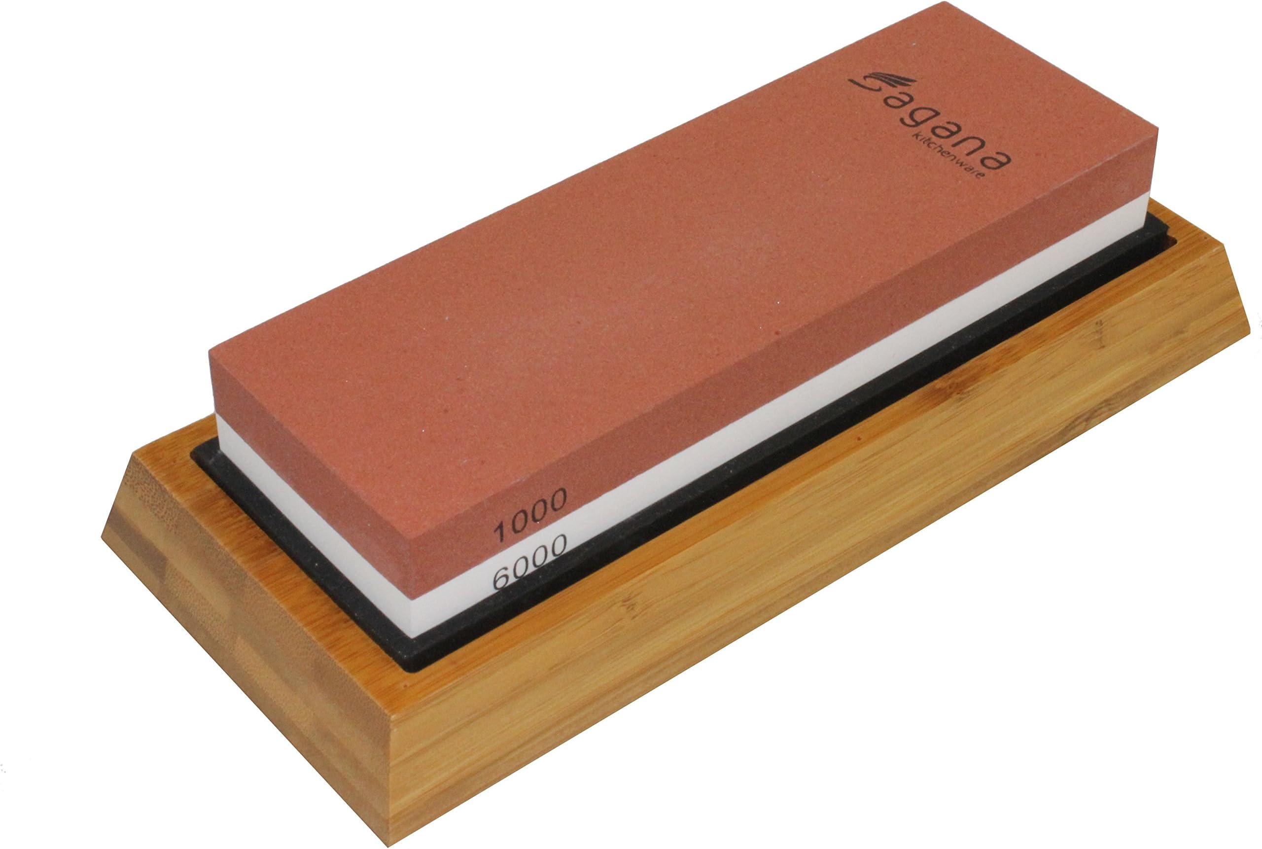 Whetstone - Two-sided Sharpening Stone - 1000/6000 Grit, Sharpen & Hone All-in-one - Includes Non-slip Bamboo Base โ Professionally Crafted By Sagana Kitchenware - Sharpen Like a Pro!