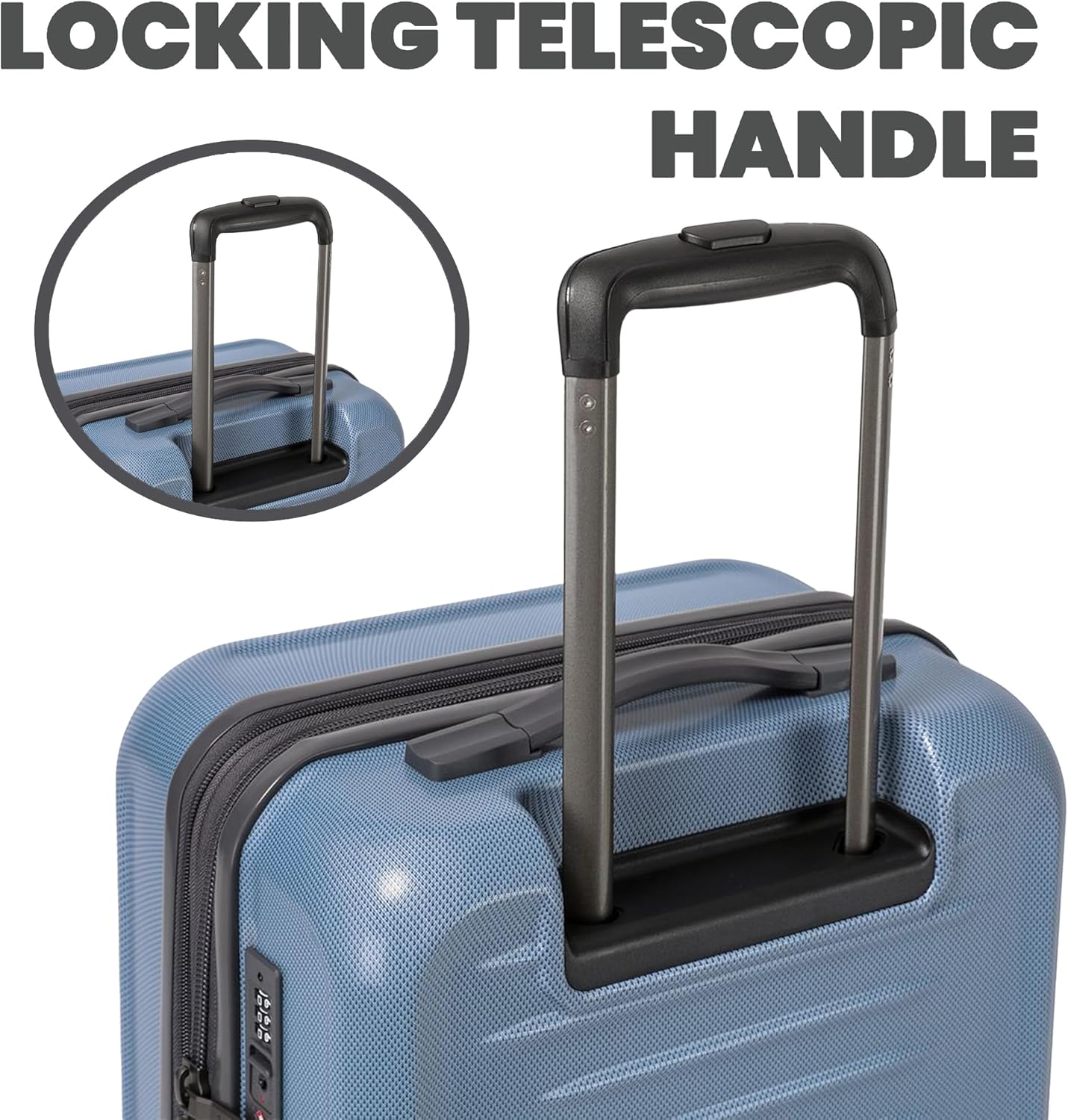 Spyder Rails Expandable Hardside Upright Suitcase with 360° Spinner Wheels, TSA Approved Lock (Denim, 3-Piece Set)
