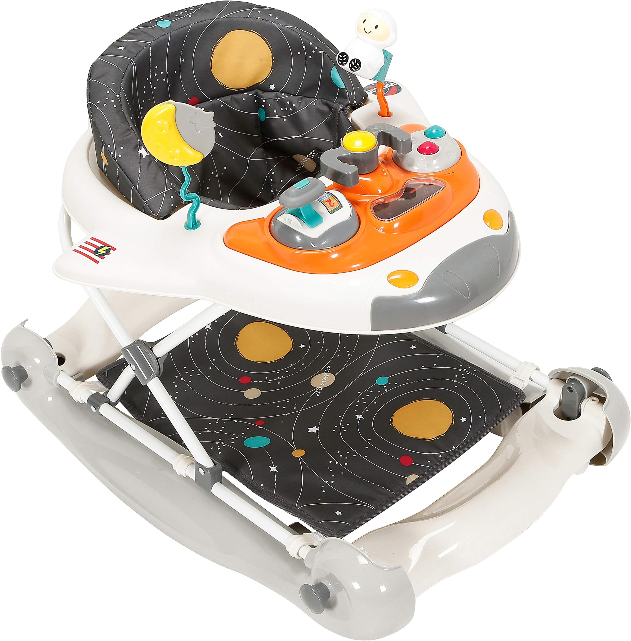 – MyChild Space Shuttle 3 in 1 Walker Rocker, Cosmic Grey Activity Centre Baby Walker - Easy compact fold Frame for Storage - 6 Months + Anti Fall Blocks for Extra Safety and 3 Height Adjustment.