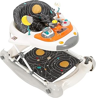 MyChild Space Shuttle 2 in 1 Walker Rocker, Cosmic Grey Activity Centre Baby Walker - Easy compact fold Frame for Storage - 6 Months + Anti Fall Blocks for Extra Safety and 3 Height Adjustment.