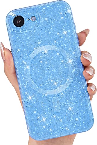 Miniatura 62 de Funda para iPhone 15 Pro con purpurina compatible con Magsafe, funda magnética Mag Safe para teléfono femenina, linda, brillante y bonita para Rosa