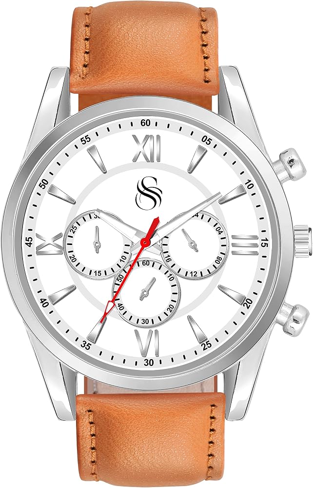 Shocknshop Analog Multicolor Dial New Brown Leather Strap Watch