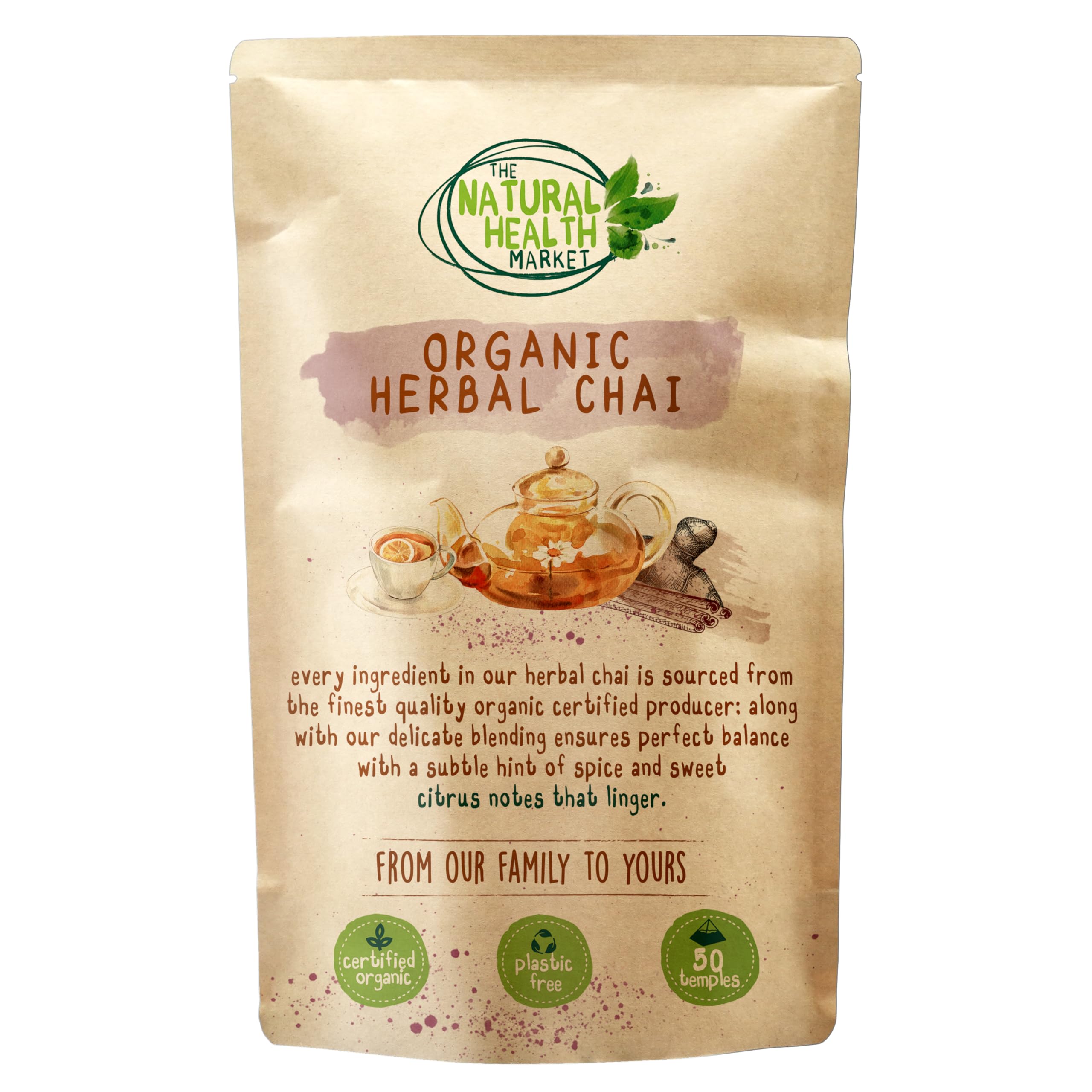 Organic Ginger Tea Bags – Strong Pure Ginger Root Herbal Tea – Plastic-Free & Caffeine-Free – Soil Association Organic – 50 Compostable Tea Bags – The Natural Health Market — view 46