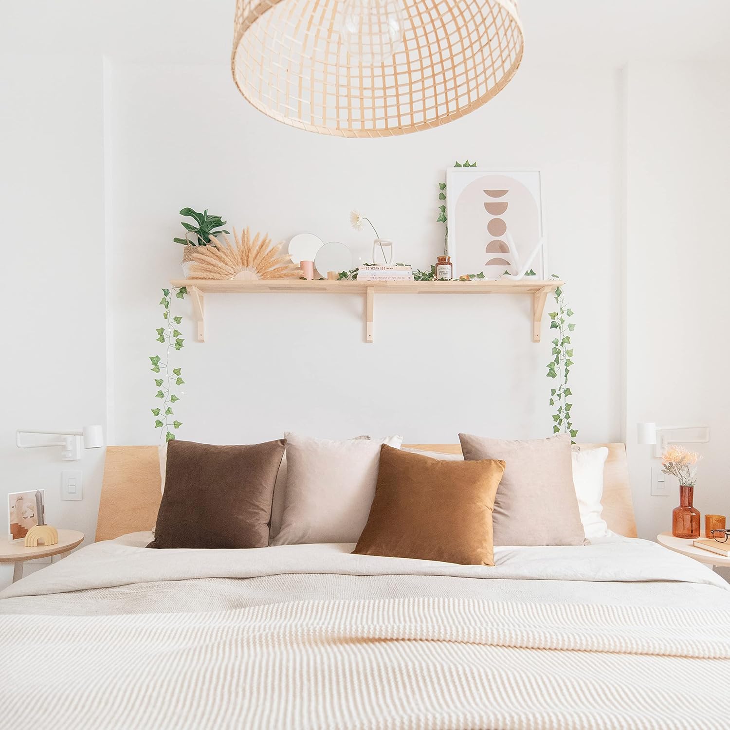 MONDAY MOOSE Decorative Throw Pillow Covers Cushion Cases, Set of 4 Soft Velvet Modern Designs, Mix and Match for Home Decor, Pillow Inserts Not Included (22x22 inch, Brown/Beige)