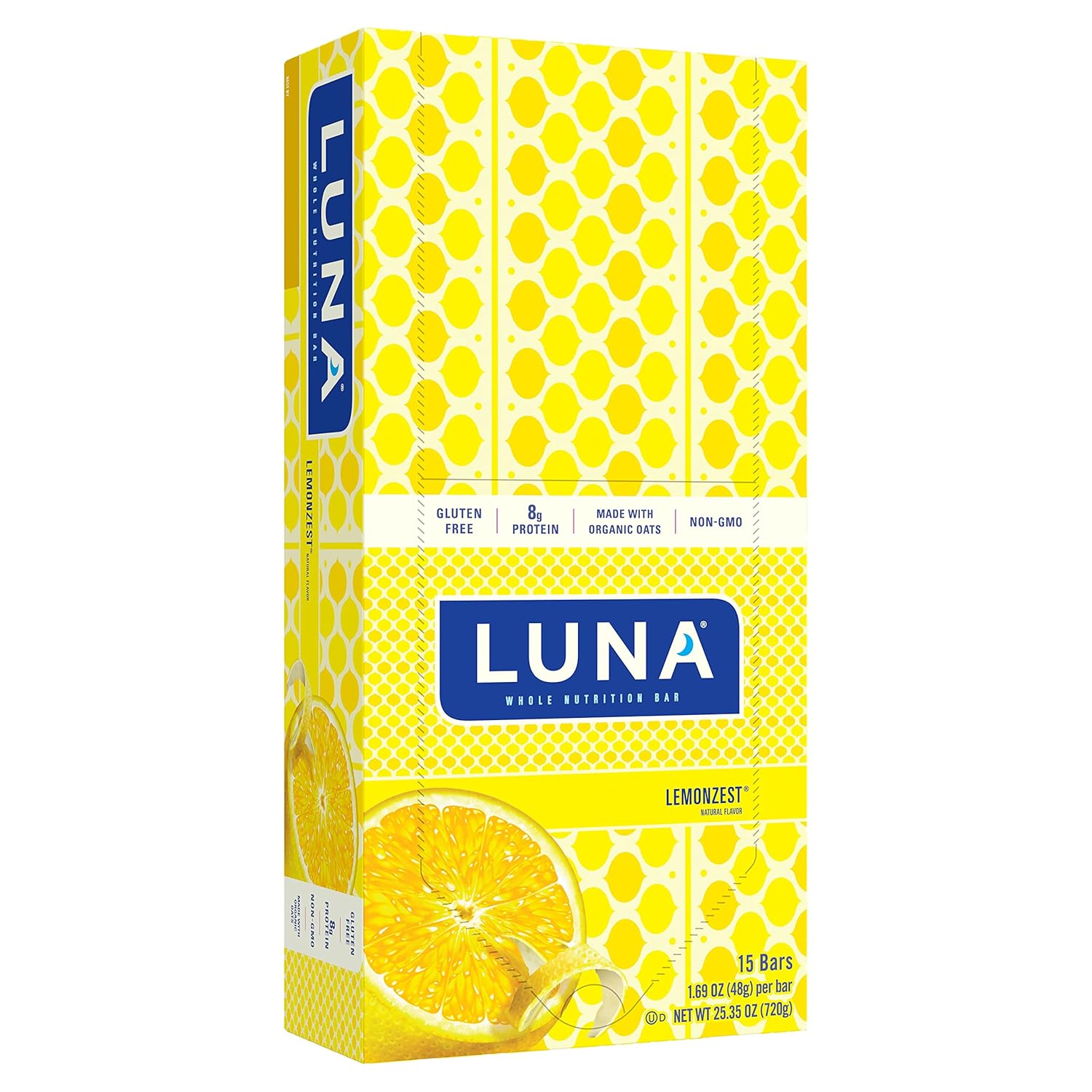 Luna BAR - Gluten Free Snack Bars - Lemon Zest -8g of Protein - Non-GMO - Plant-Based Wholesome Snacking - On The Go Snacks (1.69 Ounce Snack Bars, 15 Count)