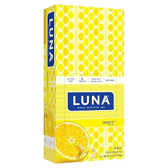 Luna BAR - Gluten Free Snack Bars - Lemon Zest -8g of Protein - Non-GMO - Plant-Based Wholesome Snacking - On The Go Snacks 1.69 Ounce Snack Bars, 15 Count