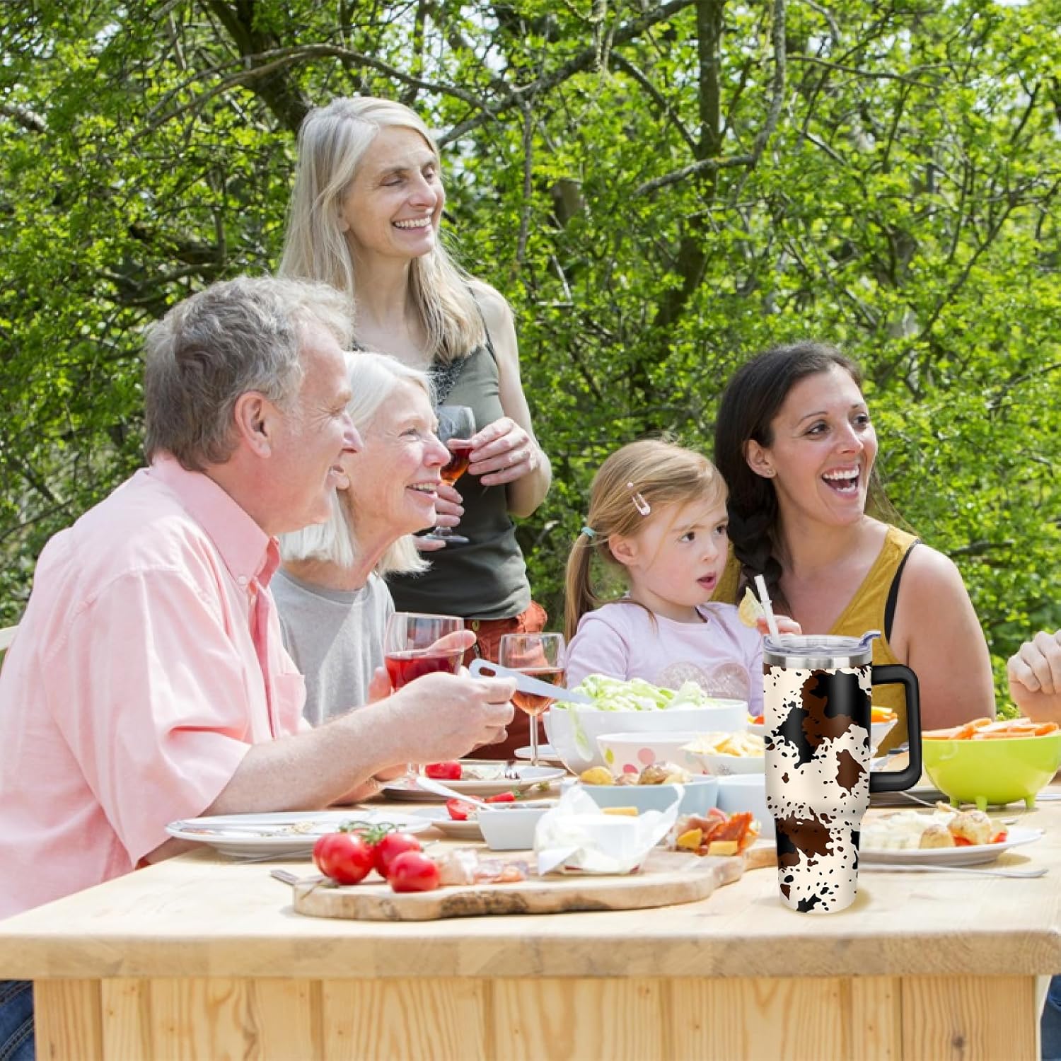 Cow Print Tumbler with Lid and Straw, Stainless Steel 30oz Tumbler with Handle, Brown Cow Print Travel Coffee Mug Water Bottle, Cow Gift Cups for Women and Girls - Image 6