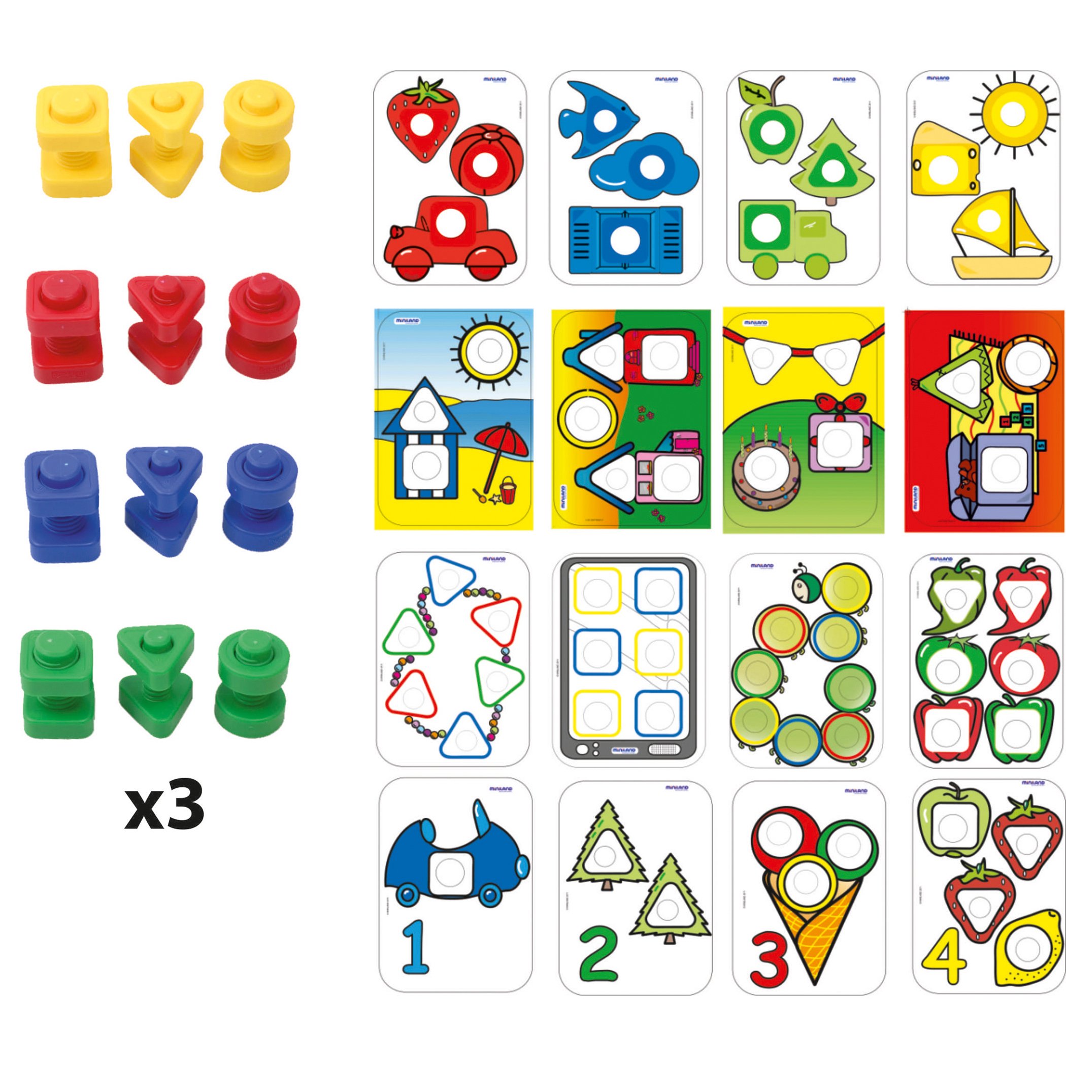 Miniland - MLE31759 - Jeu de 72 écrous et boulons éducatifs