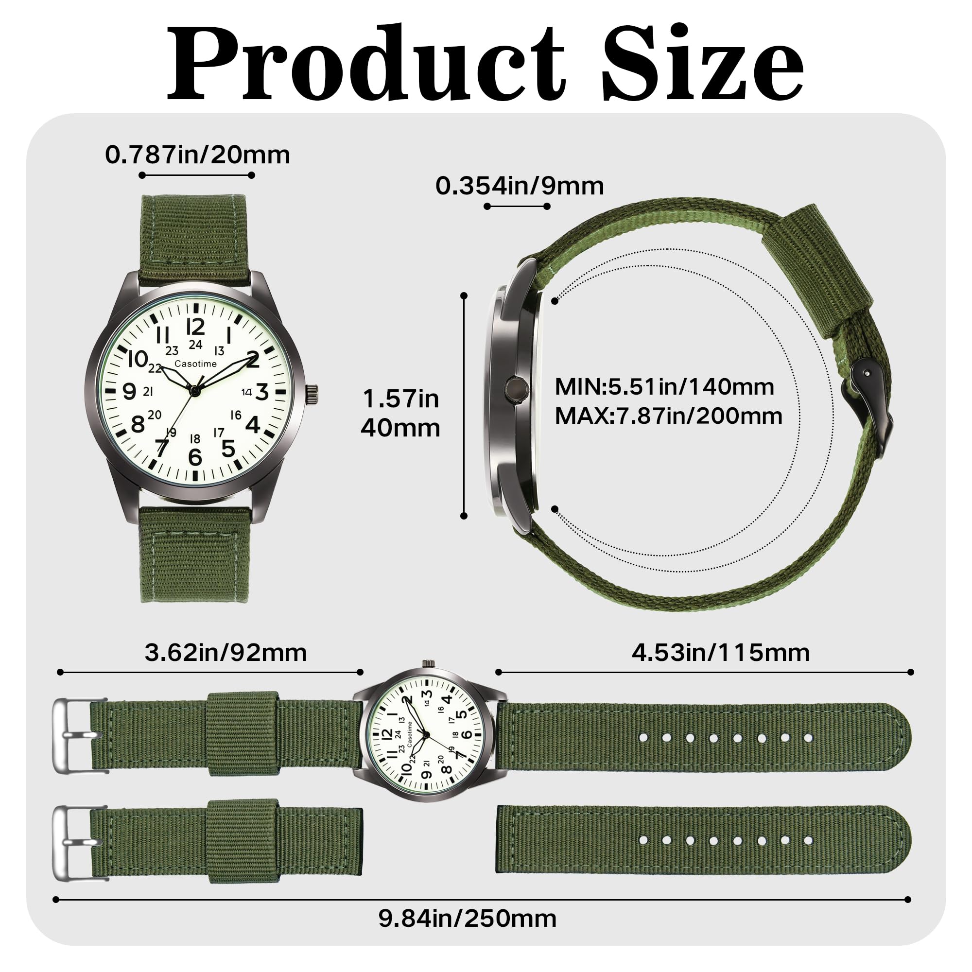 Tactical Military Watch for Men - Field-Tested Analog Quartz with Luminous Dial, 30M Water Resistant Nylon Band & Second Hand | Unisex Army Sport Wristwatch