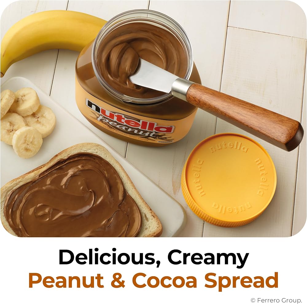 Nutella Peanut Spread With Cocoa, Smooth and Creamy, for Afternoon Snacking, Family Gifts, Unique Snacks, 13 oz