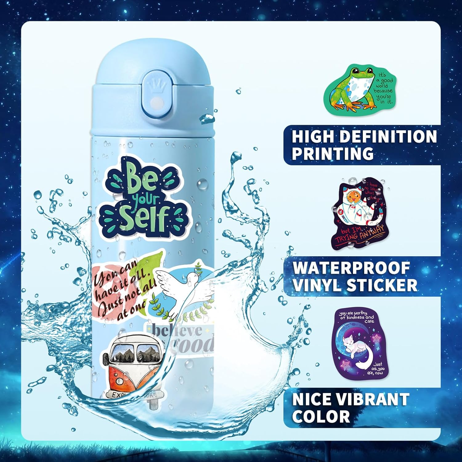 100 Pcs Motivational Stickers for Scrapbooking,Cute Animal Stickers,Positive Affirmation Sticker Pack - Image 5