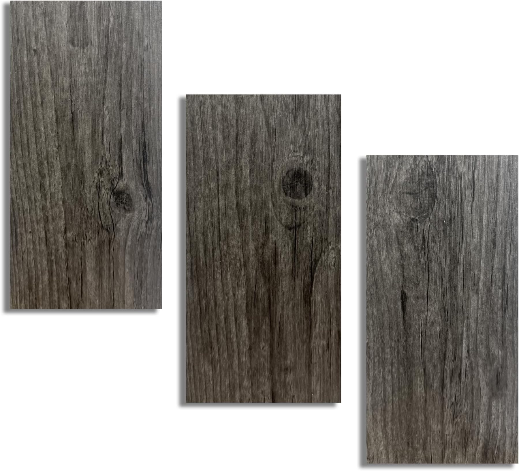 Peel and Stick Vinyl Flooring Sample (3-Pack), Dark Grey Wood, 1.5 Sq.Ft Total | Waterproof & Rigid Core Tiles for DIY Kitchen, Bedroom, Bathroom, Living Room, RV