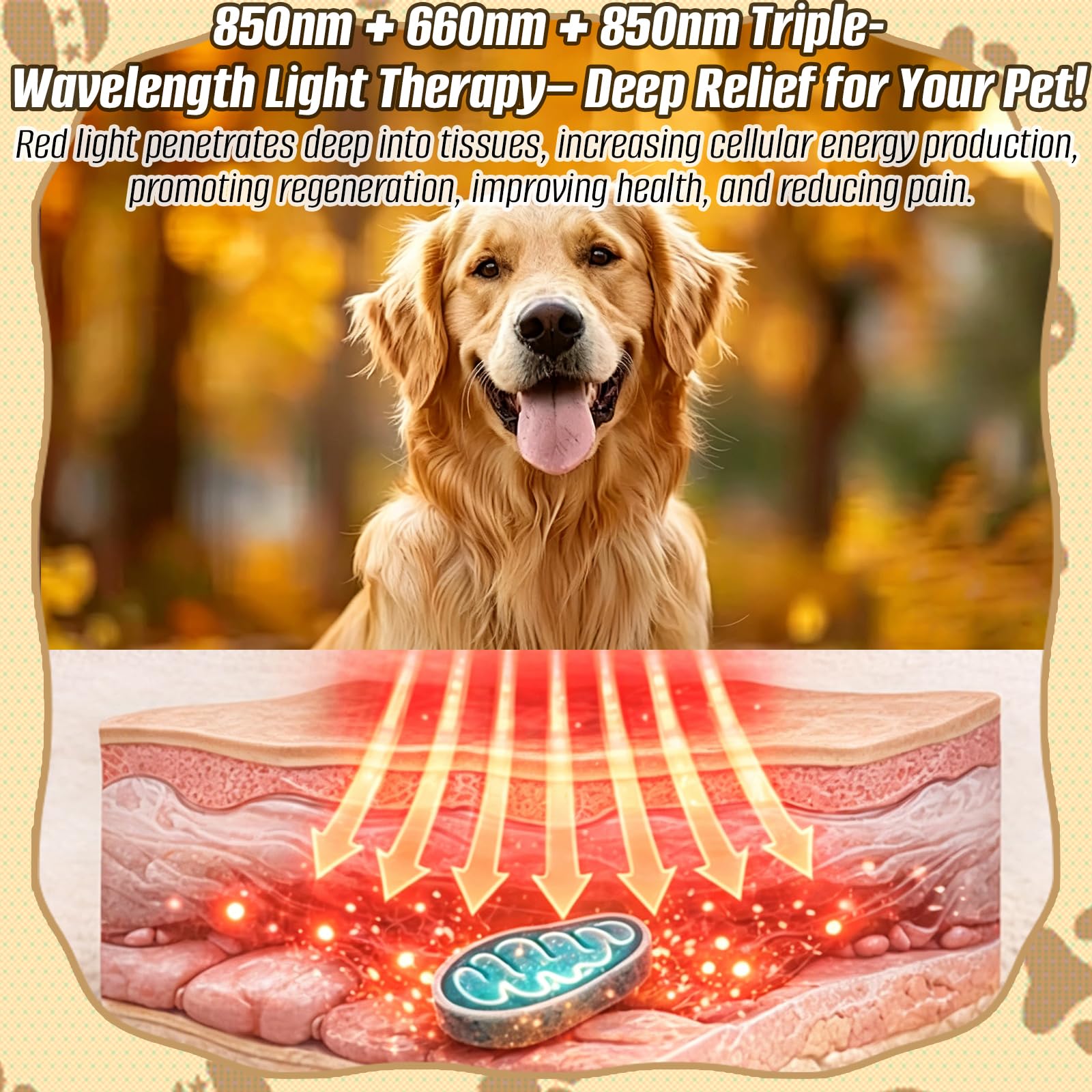 Pet-Rotlicht-Therapiekissen, 45x21cm, 120 LEDs 3-Chip-Lampen (850NM+660NM+850NM) zur Schmerzlinderung und Gelenkunterstützung bei Hunden, Sichere Wärmetherapie, Rotlichtband für Frauen und Männer