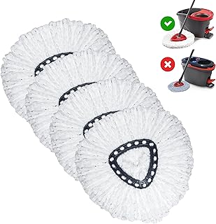 Spin Mop Replacement Heads – 4-Pack Spin Mop Refill Compatible with O-Cedar Easy Wring Spin Mop – High-Absorbent Microfiber Mop Head Replacement – Mop Refills for Easy Floor Cleaning