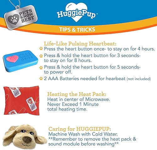 Miniatura 16 de HuggiePup by Pets Compañero cómodo con ayudante para dormir con latidos del corazón para perros y cachorros, calefacción para alivio calmante día