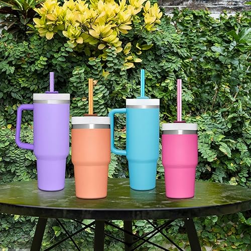 Miniatura 7 de YOUCOX Paquete de 10 popotes de repuesto para vasos Stanley de 40 onzas y 30 onzas con asa, popotes reutilizables con purpurina de color con cepillo
