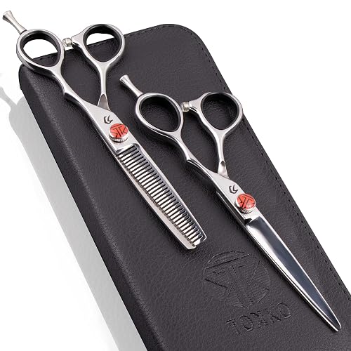 Katana Classic Professional 6.5' Shear Set by Tokko Shears, Premium 440C Japanese Steel Regular and Thinning Scissors fo