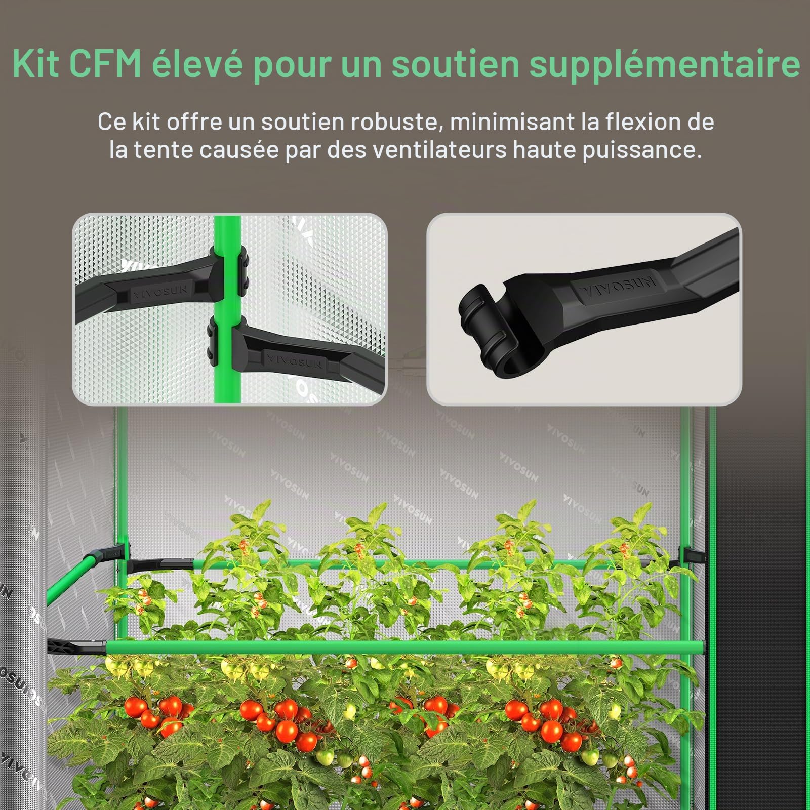VIVOSUN Pro Tente De Culture 120x120x200cm Tiges 22mm Tissu Oxford Mylar Réfléchissant P448 pour AeroLight A200SE