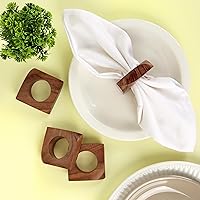 Vista 3 de CLEENTABLE Juego de 12 servilleteros de madera, decoración de otoño para el hogar, servilleteros cuadrados de madera de acacia para mesas