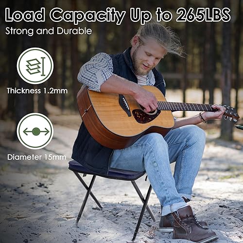 Miniatura 4 de MOONCY Taburete portátil, taburete plegable pequeño de 13 pulgadas para adultos, taburetes de campamento ultraligeros azules para senderismo y