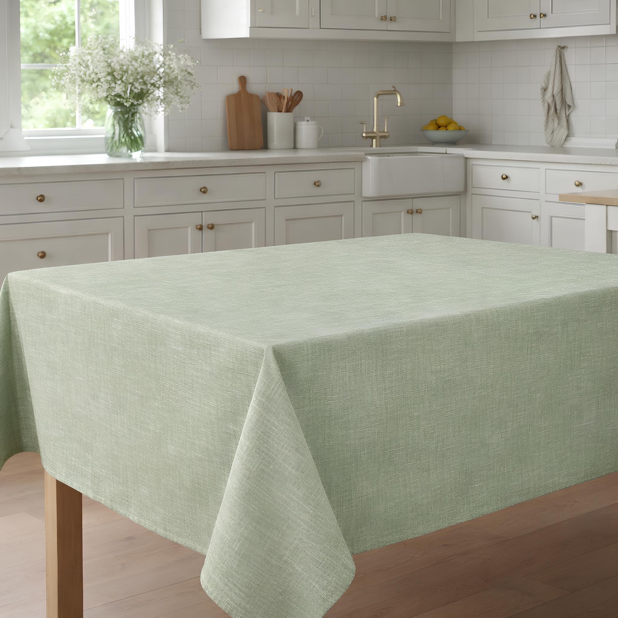 Maison Sucrée Mantel antimanchas, 155 x 265 cm, para 10/12 plazas, tejido Korin, impermeable, no necesita planchado, fabricado en Italia, color liso (salvia)