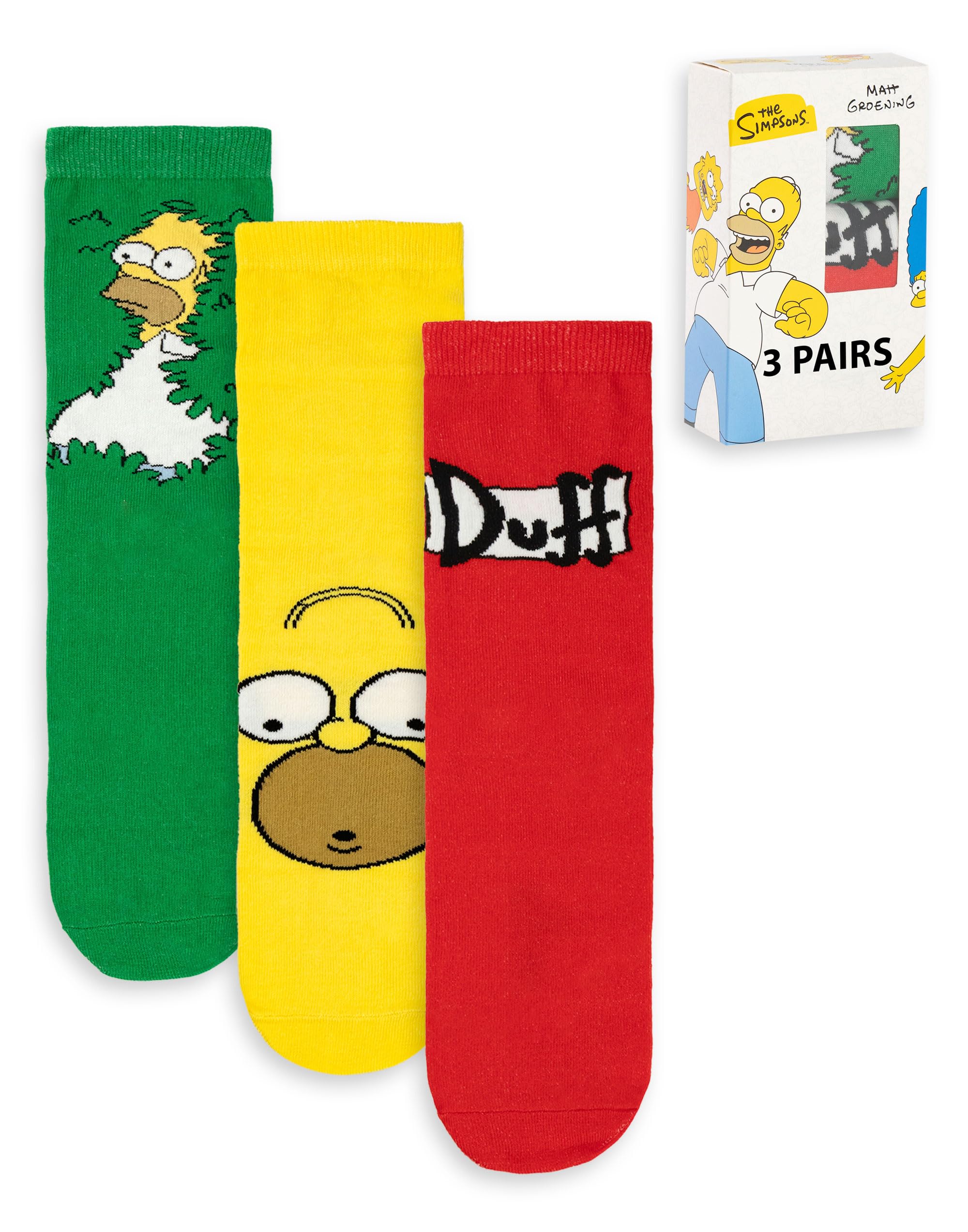 The Simpsons Men's Calf Socks - Set of 3 - Size 7-11