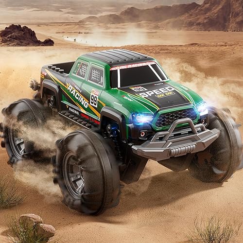 Miniatura 4 de Auto a control remoto para niños de 6 a 12 años, camión a control remoto todo terreno con spray y luz, giros de 360, 2.4GHz, camión monstruo de