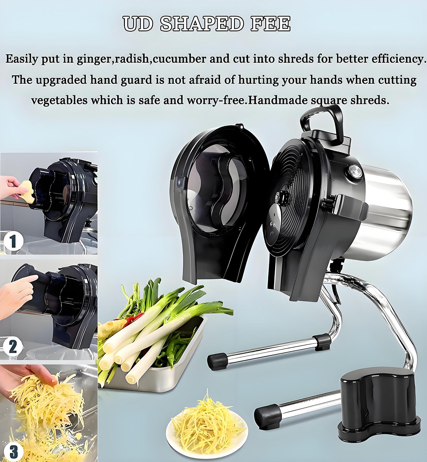 Amazon | 業務用野菜カッター - 6000 RPM 高速細断切断機、厚さ1~5 mm
