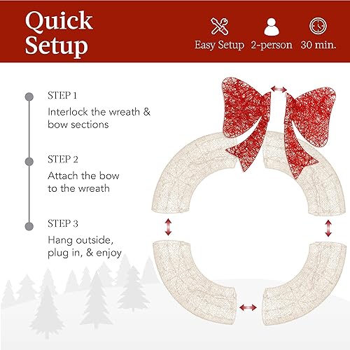 Miniatura 32 de Best Choice Products 48in Pre-Lit Outdoor Christmas Wreath Decoration, LED Metal Holiday Decor for Home w/ 140 Lights, Bow - Green/Red