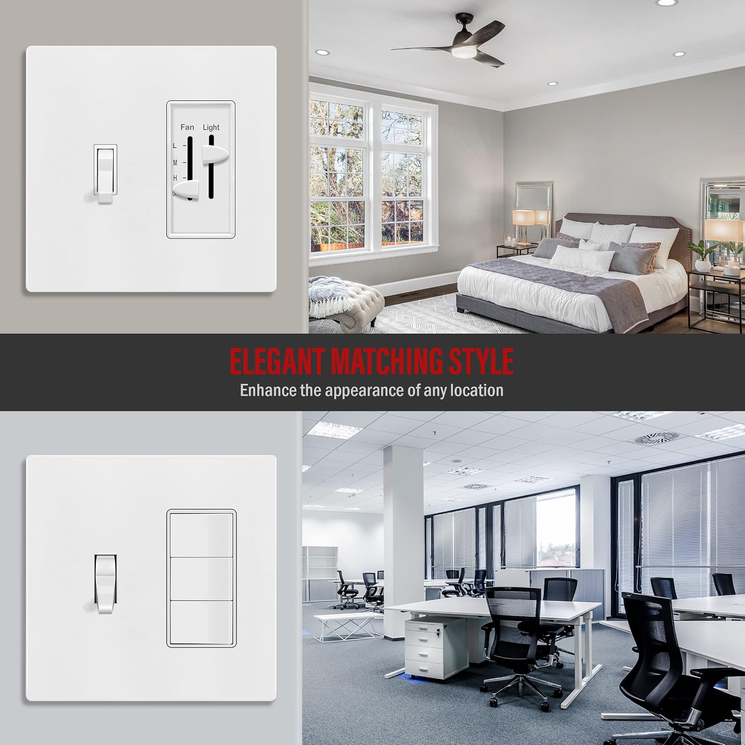 ENERLITES Combination Toggle Light Switch/Decorator Light Switch Plate, Double Switch Wall Plate, Standard Size 2-Gang 4.68" x 4.73", Polycarbonate Thermoplastic, Gloss Finish, SI881131-W, White